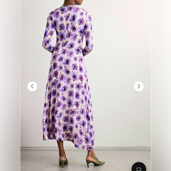 Ulla Johnson Purple and Cream Floral Long Sleeve Dress - Picture 5 of 6